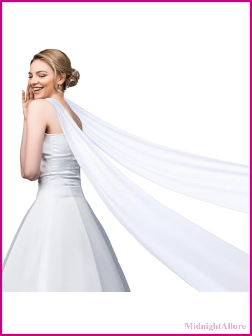 Long Chiffon Bridal Scarf Wedding Wrap Draped Bride Shawl